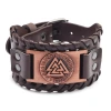 Amazon European and American simple wide cowhide stainless steel bracelet titanium steel punk men's genuine leather bracelet ring 1 Specification image